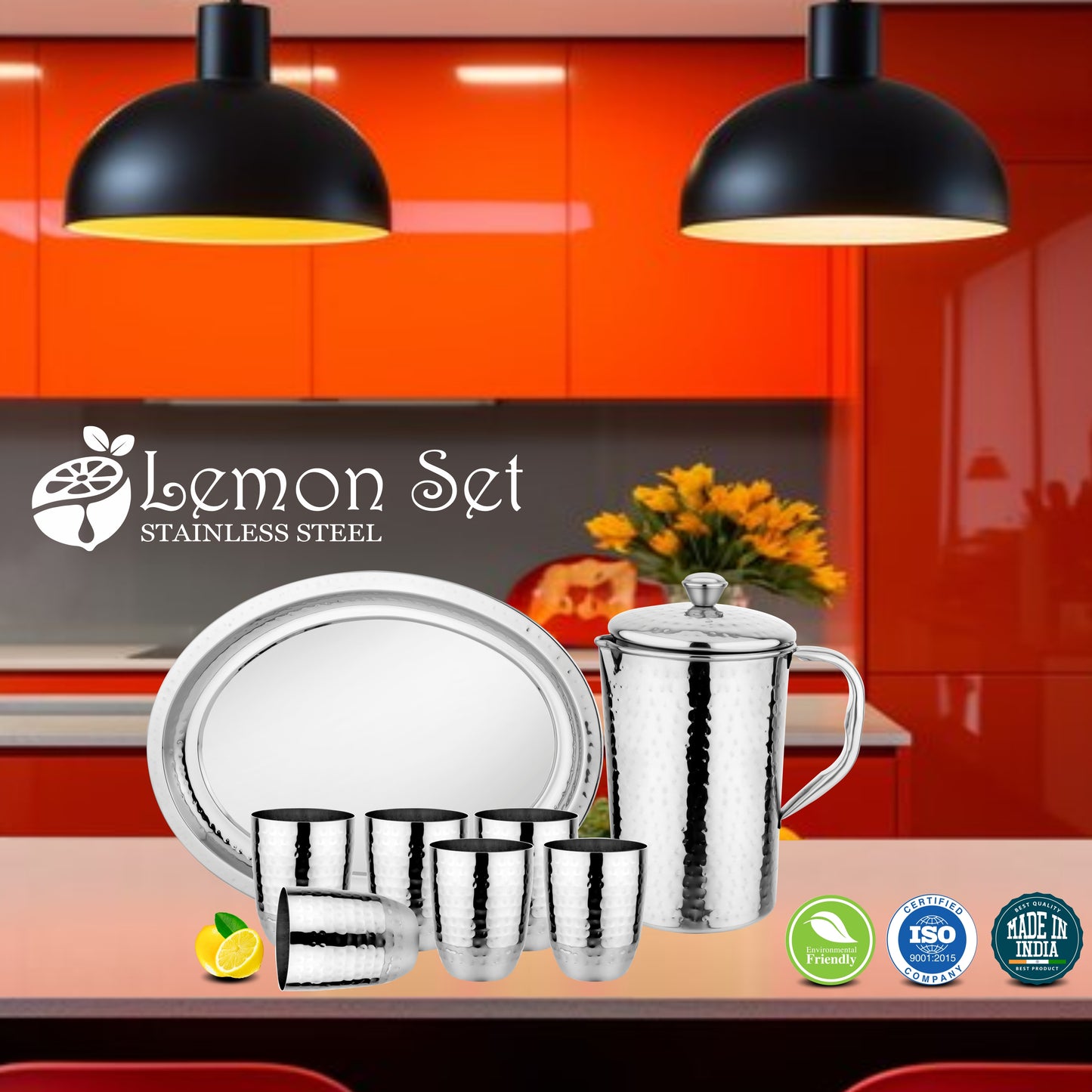 A Kitchen Metal Dish With Lemons