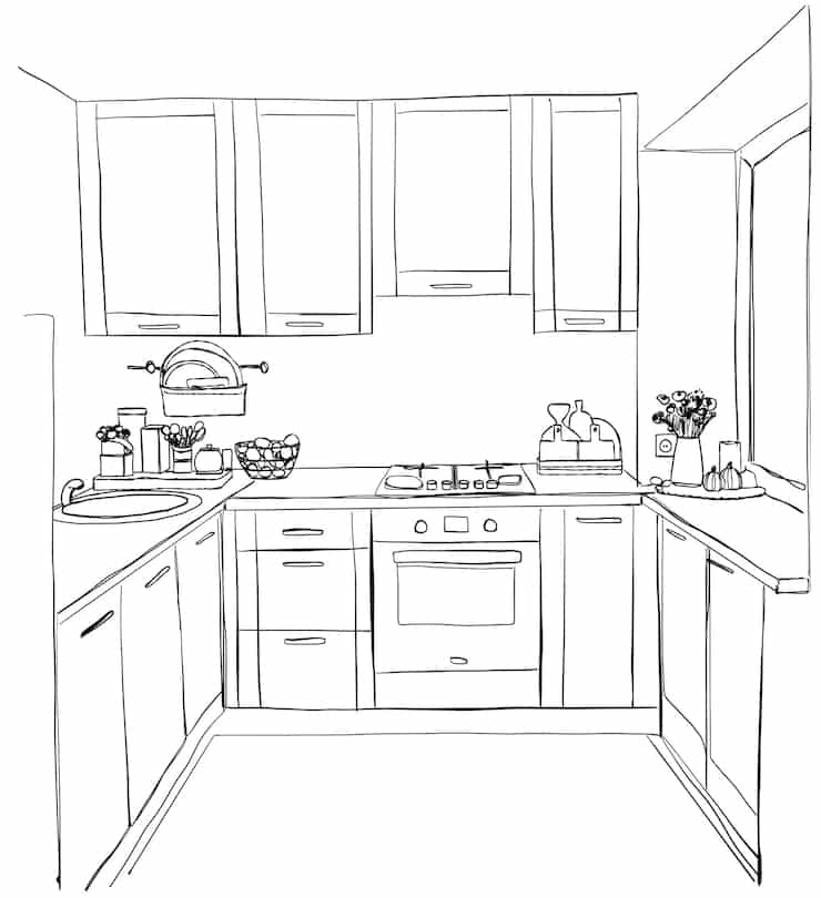 How to Draw a Cartoon Kitchen