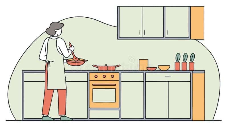 How to Draw a Woman Cooking in the Kitchen
