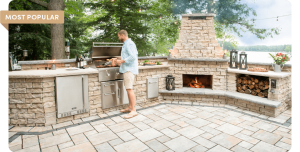 Outdoor Kitchen With Fireplace And Grill