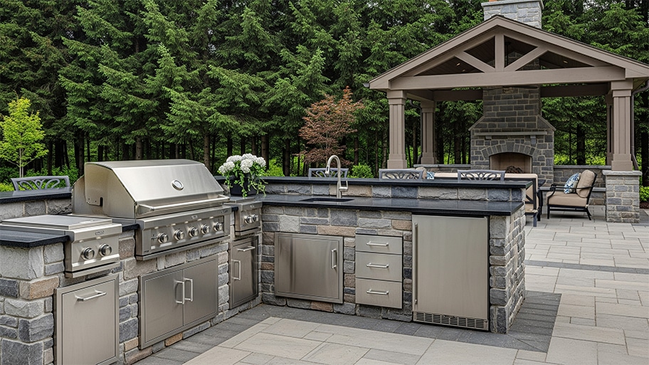 Outdoor Kitchen With Grill And Smoker