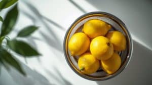 A Kitchen Metal Dish With Lemons