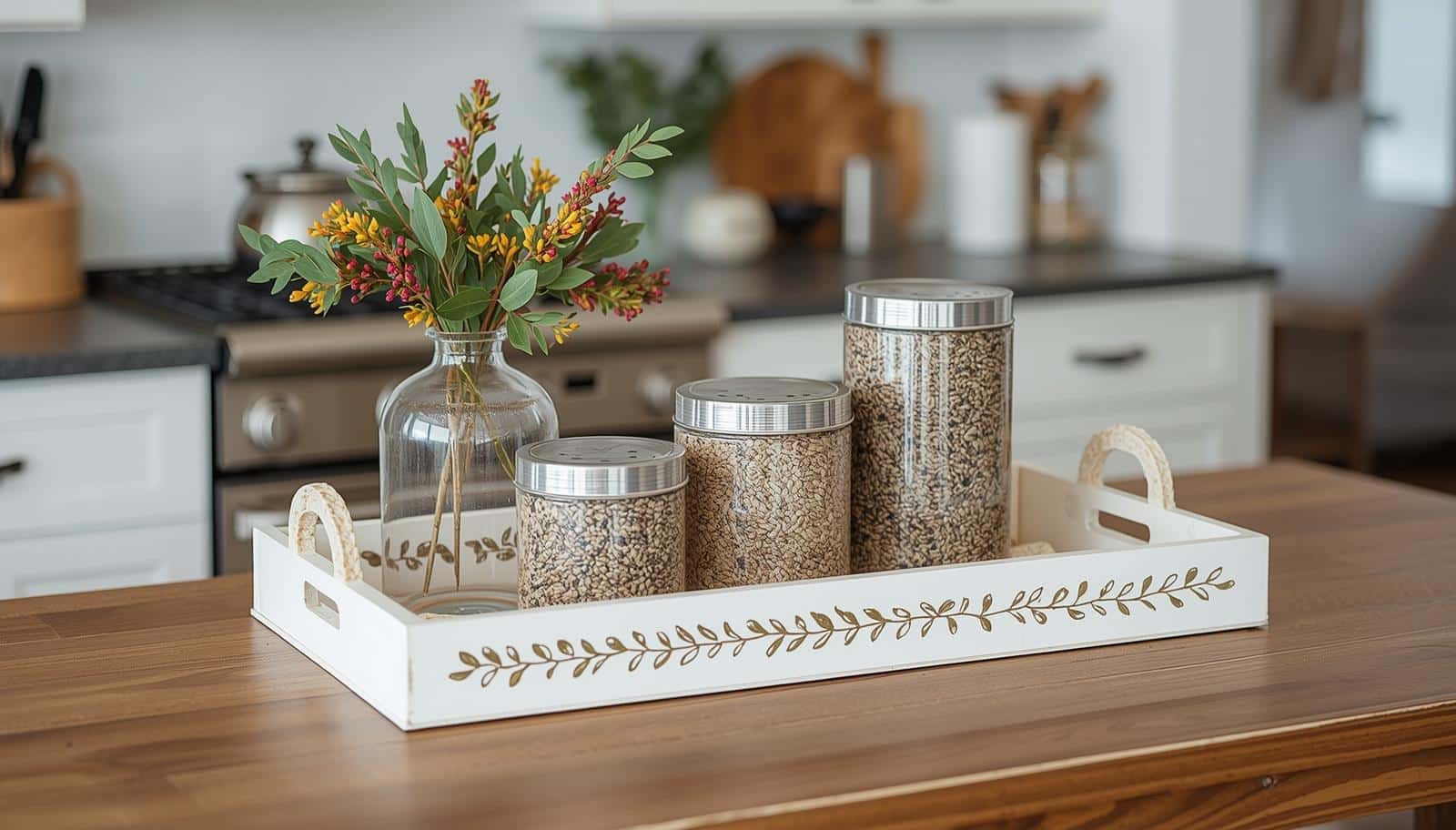 How to Decorate a Tray on a Kitchen Island