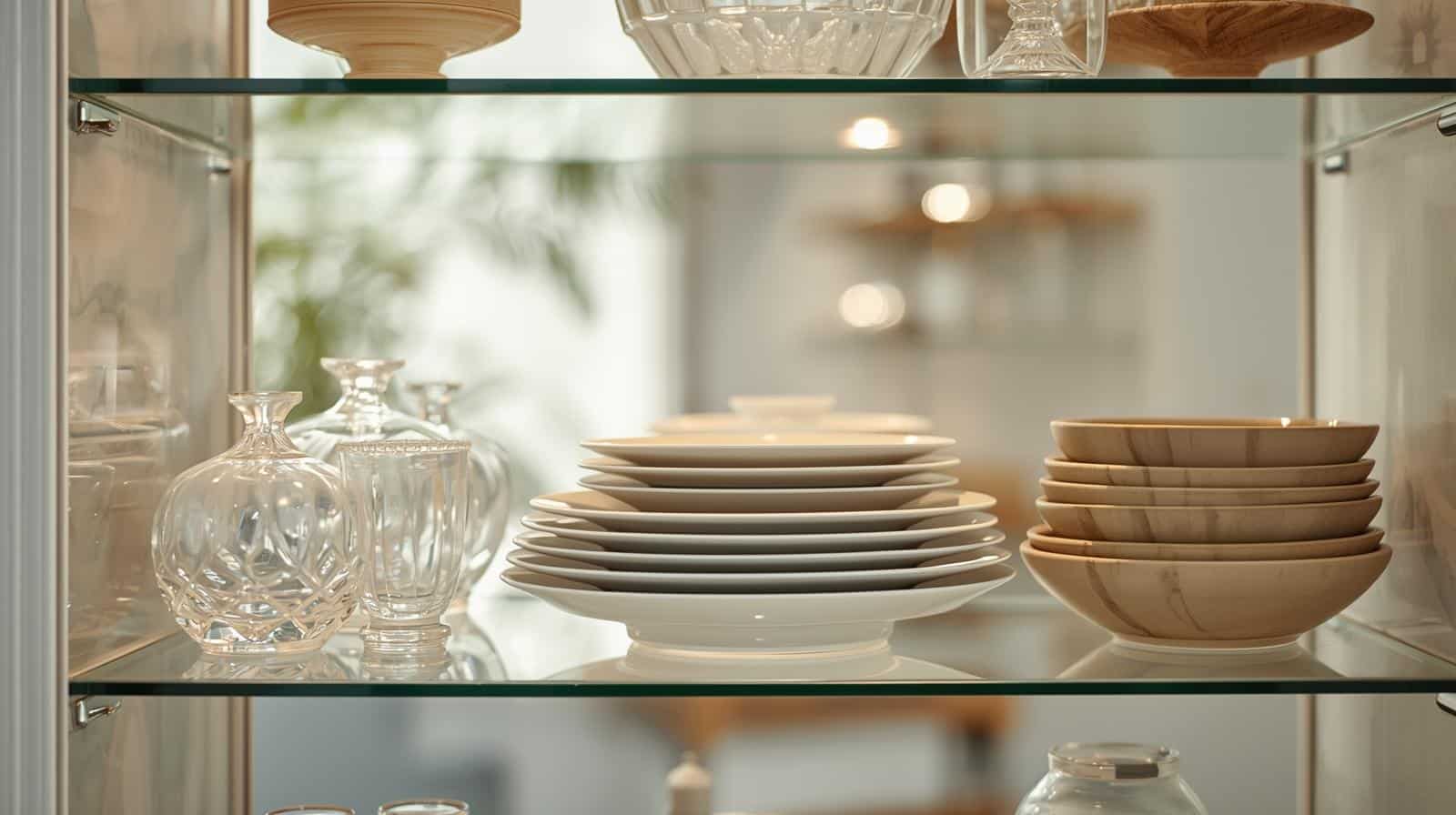 How to Display Dishes in Glass Kitchen Cabinet