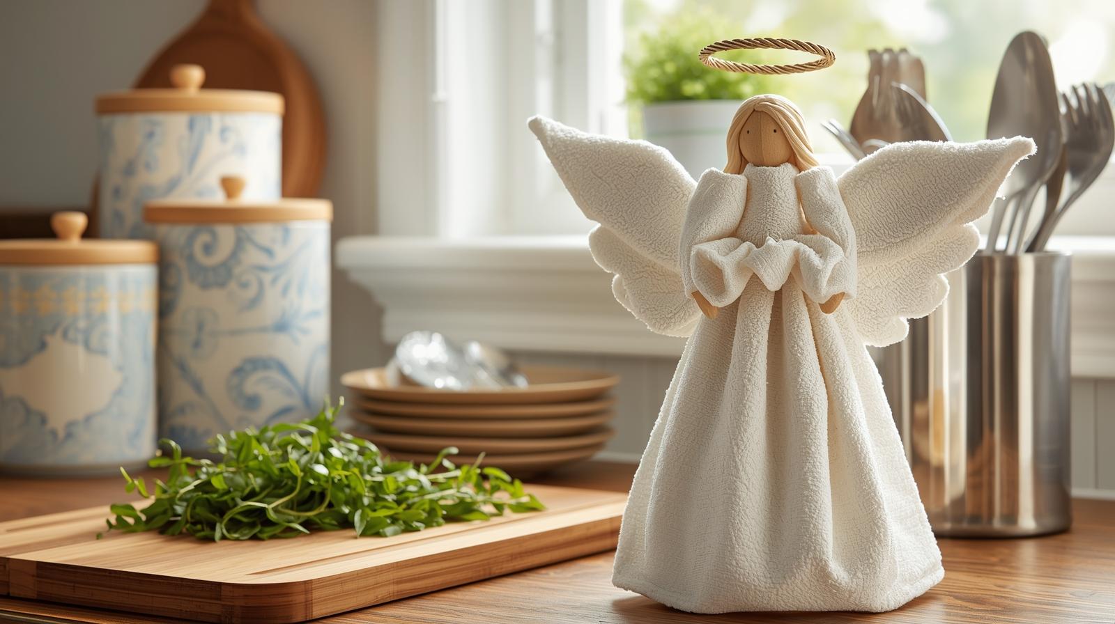 How to Make a Kitchen Angel Out of Dish Towels